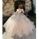 Luxury Long Sleeve Champagne Quinceanera Dresses for Girls High Neck Lace Up Vestidos De 15 Anos